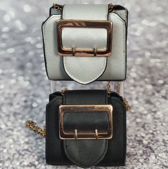 Mini Crossbody Bundle Set of 2 Black and Silver with Gold Tone Hardware NWOT - Picture 3 of 8